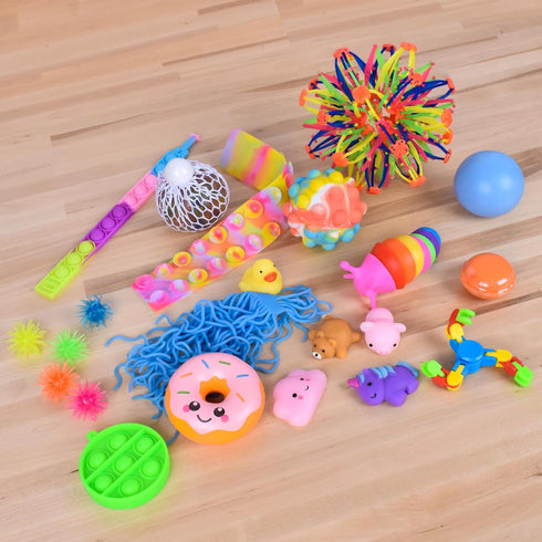 24 Sunny Days Entertainment Piece Fidget Box, Sensory Toys with Storage Container, Party Favor, Treasure Box, Carnival