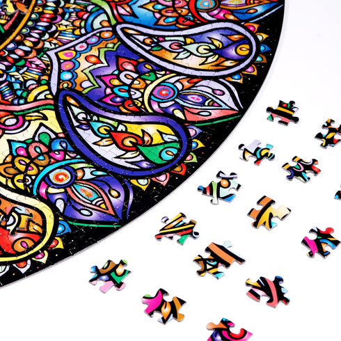 Bgraamiens Puzzle - Mandala Petals - 1000 Pieces Round Puzzle - Color Challenge for Adults and Kids