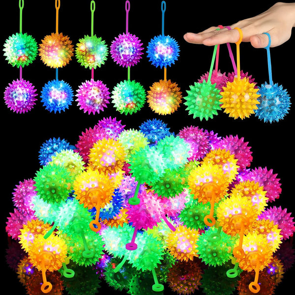 Sotiff 60 Pcs Light up Ball Spiky LED Bouncy Ball Flashing Squeaky