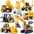 duturpo Mini Construction Trucks Playset for Toddlers, Excavator, Bulldozer, Forklift, Dump Truck, Gift for Kids