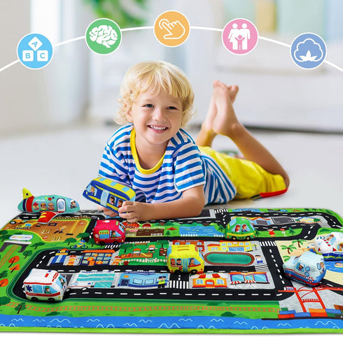 Set 1 10 47x30inches Dr.Rapeti Soft Toy Car for Babies Infants Toddlers Kids Oversize Play Mat Soft Toy Cars Washable