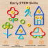 Set 120PCS Montessori Smart Sticks and Rings with Challenge Cards, Creative STEM Kit with Wooden Pattern Blocks