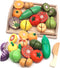 Take Me Away Wooden Cutting Fruit Vegetables Set for Kids - Pretend Play Food Toy