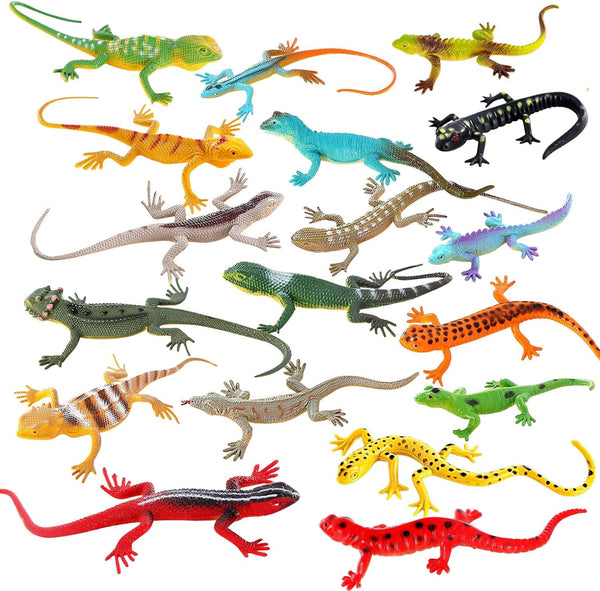 18 Pcs Colorful Plastic Lizard Toys for Kids, Realistic Model Reptile Action Figure Educational Toys for Christmas