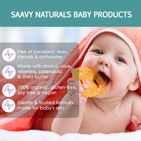 2 PACK-Saavy 2.5oz Naturals Baby Diaper Cream | Organic Diaper Rash Ointment for Infant with Zinc Oxide, Arnica & Aloe
