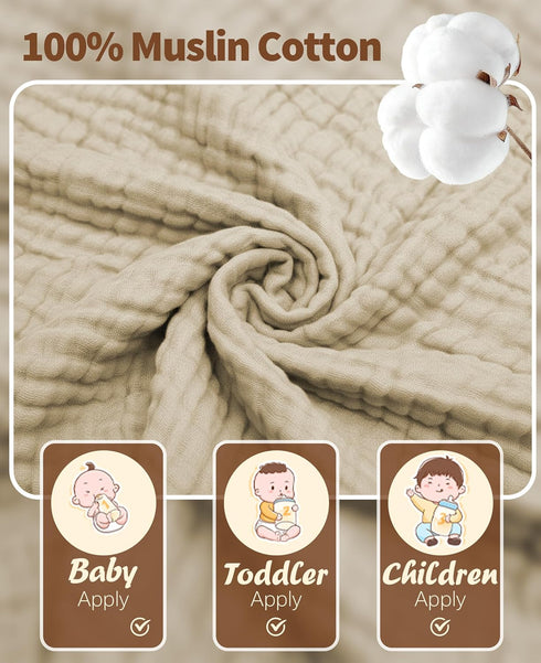 TRYISDICDVC 6Pcs Washcloths,32"x 32" Baby Muslin Hooded Bath Towels and Muslin Cotton Hooded Baby Towels for Newborn