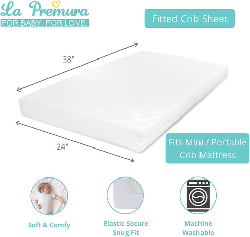 Set 3 Set La Premura Baby Mini Crib Bedding for Girls, Pastel Purple Butterfly, Piece Crib for Nursery Portable Crib