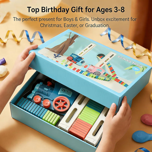 3+ 4-6 Summer 5 6 4-8 PREPHY Domino Train Toys Kids Games - Automatic Stacking Creative Game Year Old - Stem Montessori