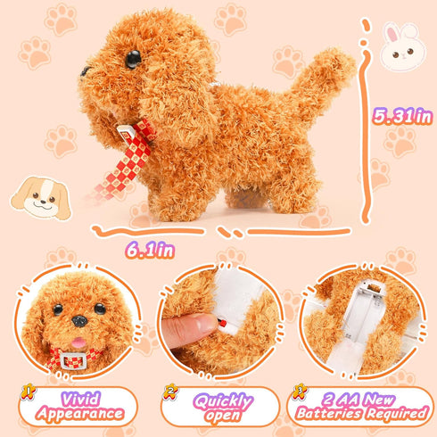 Tagitary Plush Toys Puppy Electronic Toy Dogs That Walk and Bark,Tail Wagging Fake Dog Interactive Dog Toy for Kids