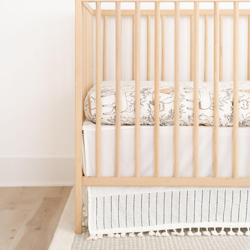 28w 52h 16d Crane Baby Wrap Around Bed Skirt for Crib, Cotton Crib Skirt for Boy's and Girl's Nursery, White, x x