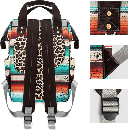 SunFancyCustom Funny Leopard Cactus Cute Diaper Bag Baby Nappy Bag Daughter Multi-Function Custom Baby Bag Picnic