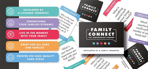 100 Family Conversation Cards - Developed by a Licensed Therapist - Fun Family Games for Kids & Adults - Get to Know Each Other Better & Strengthen Relationships for Family Game Night or Road Trips