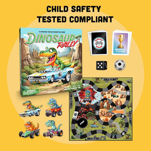 Dinosaur Rally Card & Dice Game by Raincorn Games - Kids Board Games for Ages 4+, Family Games, Birthday Present