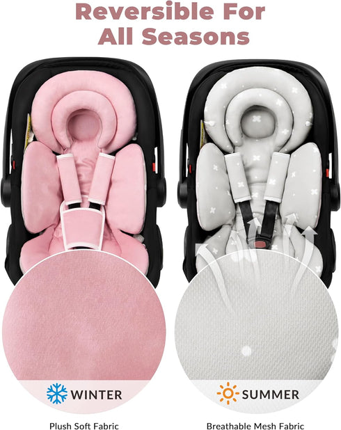Tinlyfinly Infant Car Seat Insert with Extra Cushion for Preemie to Toddler, Reversible Newborn Carseat Insert for Baby