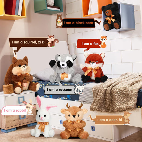 Syhood 6 Pieces Woodland Stuffed Animal Set - 11.8 Inch Plush Woodland Toy for Baby Shower, Animal Themed Parties,