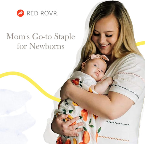 100% 44" 44" RED ROVR Organic Cotton Muslin Swaddle | Newborn Receiving Blanket | Baby Wrap | Boy, Girl, Unisex | Soft