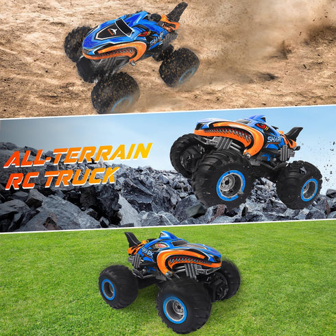 1:16 2.4 GHz All Terrain Monster Truck, RC Truck with 2 Rechargeable Batteries for 80 Mins Play