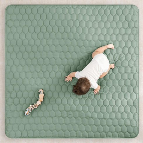 56 56 inches Comfy Cubs Square Kids Play Mat - x Soft Quilted Baby Floor Mat with Non-Slip Bottom - Plush Design