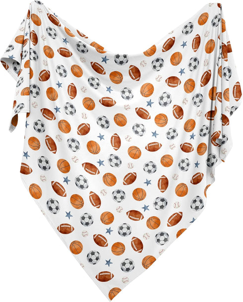 Sweet Jojo Designs Sports Theme Boy Baby Swaddle Blanket Infant Newborn Lightweight Jersey Stretchy Receiving Security