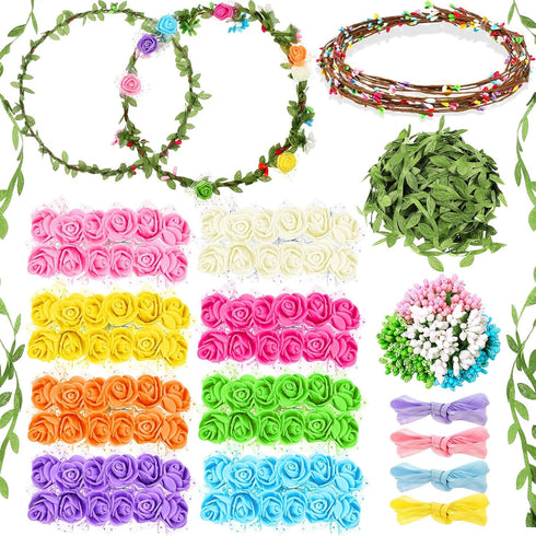 Syhood 168 Pcs Rose Style Crowns Making Kit for Flower Crown Wreath Headbands, Bracelets, and Hair Accessories
