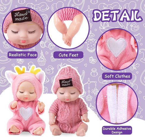10 Haawooky Pcs Mini Baby Dolls,Cute Tiny Baby Doll Gifts for Kids,Lifelike Realistic Small Baby Dolls for Girls Boys