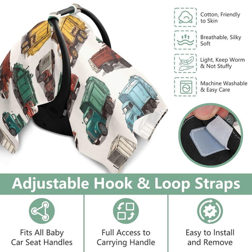 Mazeann Garbage Truck Retro Car Seat Cover Baby Breathable Soft Infant Carseat Covers Canopies Babies Carrier Covers