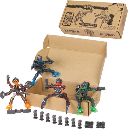 Set 4 6 3 Zing Klikbot, Complete of Poseable Action Figures with Weapons, Translucent, Create Stop Motion Animation