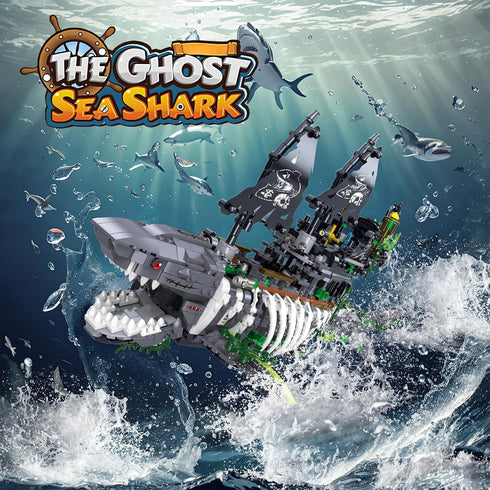 HJPLPXH Set, Sets,Toys Mechanical Shark Ship Building Blocks The Ghost Sea Shark Pirate Ship Building Blocks Gift