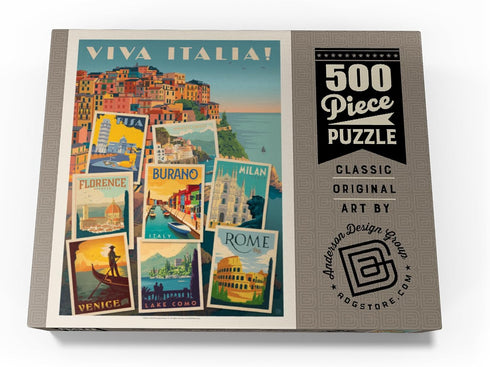 MyPuzzle Italy: Viva Italia! Collage Vintage Poster - Premium 500 Piece Jigsaw Puzzle for Adults