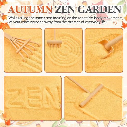Set Soulchen Zen Garden Kit for Desk Decor Christmas Sand Zen Garden Gifts Mini Sandbox with Black Wooden Tray, Sand