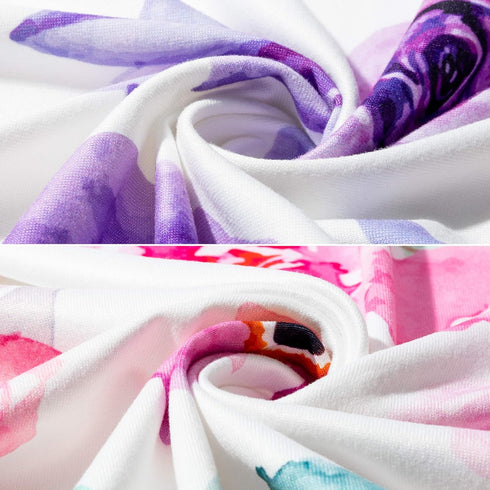 R HORSE Newborn Baby Swaddle Blankets Headband Sets, 2 Pack Floral Pattern Receiving Blankets for Baby Shower Gift