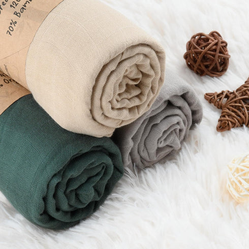 47 47 inches, Set 3 Meracorallo Muslin Swaddle Blanket Silky Soft Receiving Blanket Neutral Swaddle Wrap for Baby Boys