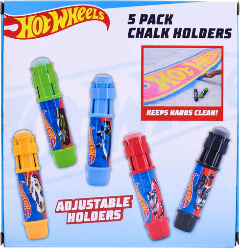 Sunny Days Entertainment Hot Wheels Jumbo Chalk Holders | 5 Chalk Sticks with Holders for Kids | Sidewalk Chalk