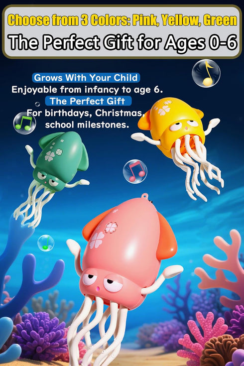 JUYEE 3-6 Magic Dancing Octopus Toy with LED Lights & Music Interactive Crawling & Walking Toy, Auto Obstacle