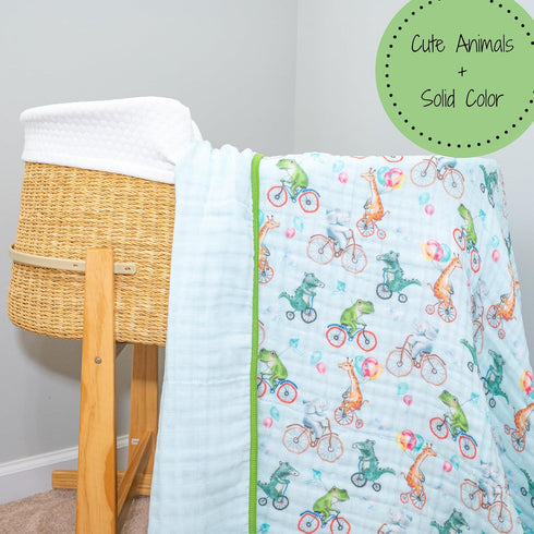 100% 6-Layer 47x47 LollyBanks Muslin Quilt, Cotton Lightweight Baby Blanket for Boys and Girls, Soft and Breathable
