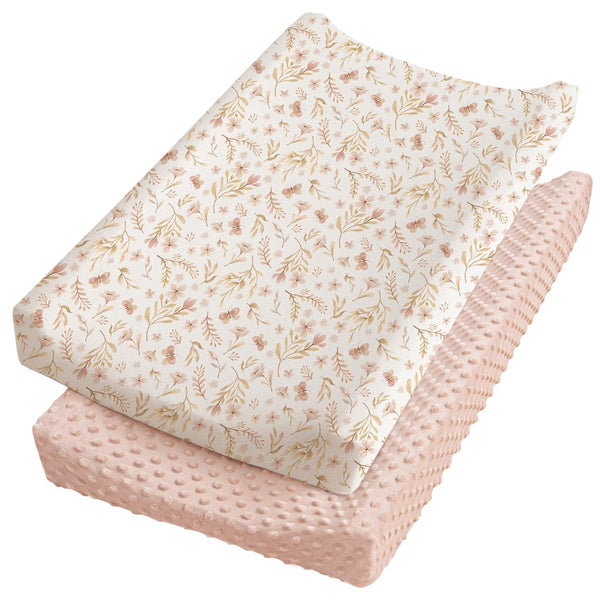 Konssy Minky Changing Pad Cover 2 Pack, Soft Minky Dots Plush Diaper