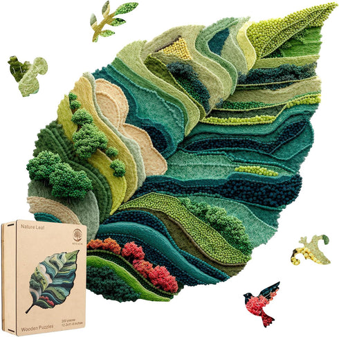 MYS AUR Wooden Puzzles for Adults, Nature Leaf Jigsaw Puzzle 200pcs, 12.2X11.5in,