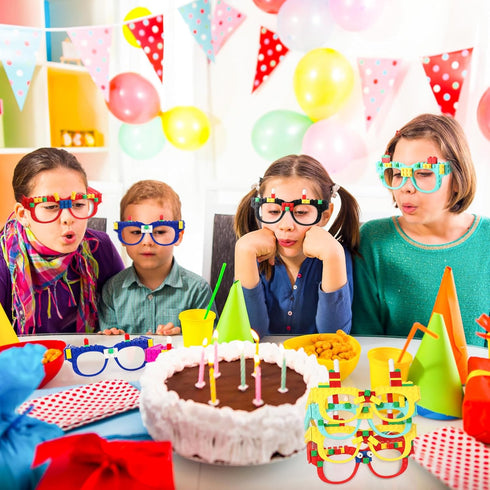 Hxezoc 12 Pcs DIY Building Bricks Glasses, Creative Building Block Games for Kids, Birthday Party Supplies