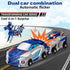 2 Intoypad Collision Transforming Dinosaur Car Toy, Magnetic Cars Transform into Dinosaur Toys for Kids Toddler Fun