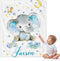 J&SBGFT Custom Baby Blanket with Name, Elephant Receiving Blanket for Toddlers Kids Nursery