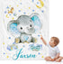 J&SBGFT Custom Baby Blanket with Name, Elephant Receiving Blanket for Toddlers Kids Nursery