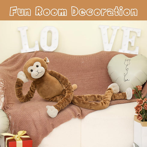 23.6"~35.4" MorisMos Big Monkey Stuffed Animal Plush Toy, Stretchable Long-Legged Monkey Toy Gift for Kid Adult
