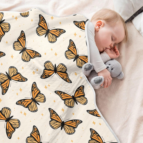 KICPOAY 30x40 Inch Swaddle Blanket for Brown Monarch Butterflies Baby Receiving Blanket Muslin Baby Swaddles Soft