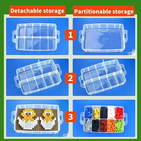 Storage Box for Lego, Stackable Organizer with 30 Compartments for Lego, Barbie Dolls, Hot Wheel Toy Bins for Kids,