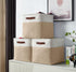 DECOMOMO Cube Storage Bin Storage Cubes 12 x 12, Set of 4 - Foldable Fabric Bins with Faux Leather Handles