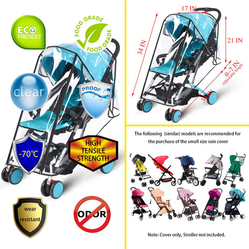 Baby Stroller Rain Cover, Universal Umbrella Weather Shield, Protects from Rain, Wind, Snow, Dust, Waterproof, Clear