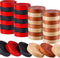 48 Pieces Wooden Checkers, 1.06 Inch Stackable Ridge Pieces with Drawstring Storage Pouch, Red Black Dark Brown