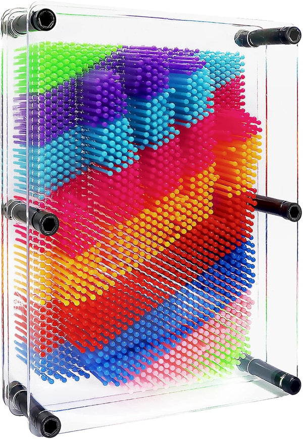 Hsxfl Classic 3D Pin Art Board Toy - 8in x 6in Large Size for Kids, Sensory Fidget Birthday Gifts