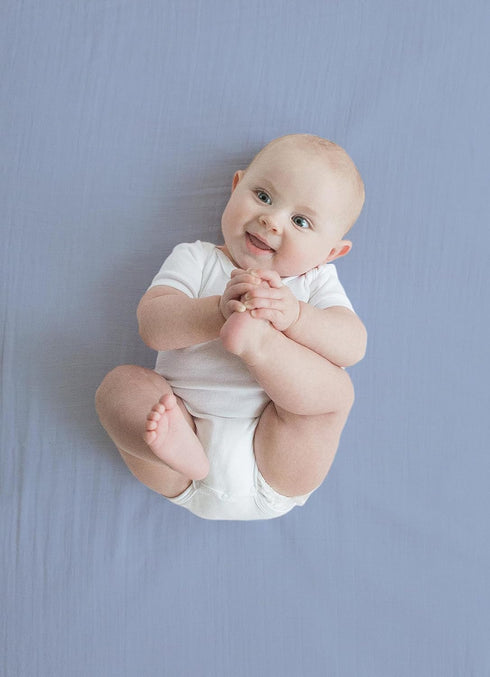Set 3, 46x46 inches Amazing Baby Cotton Muslin Swaddle Blankets, of Watercolor Brushstrokes, Denim, XLarge
