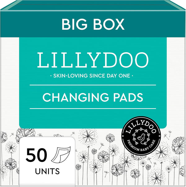 LILLYDOO Disposable Baby Changing Pads Liners 50 Count 23,6" x 23,6" Super
